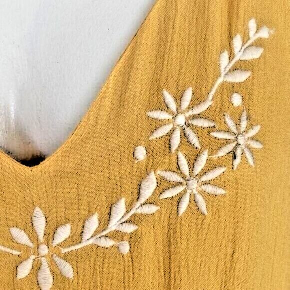 Joie Yellow Romantic Bohemian Flowy Tiered Embroidered Vacation Maxi Dress 12 - Picture 6 of 9